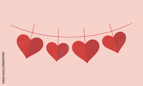 Romantic Hanging Heart String Illustration
