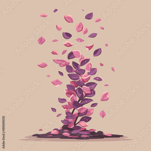 Vertical swirl of rose petals floating upward in a poetic romantic abstract composition