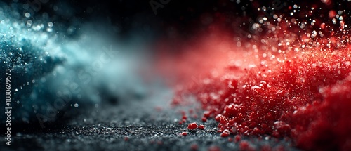 Wallpaper Mural macro shot shows red and blue powder clash Torontodigital.ca