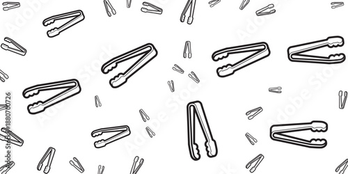 Kitchen Tongs Seamless Pattern Illustration Isolated on White Background