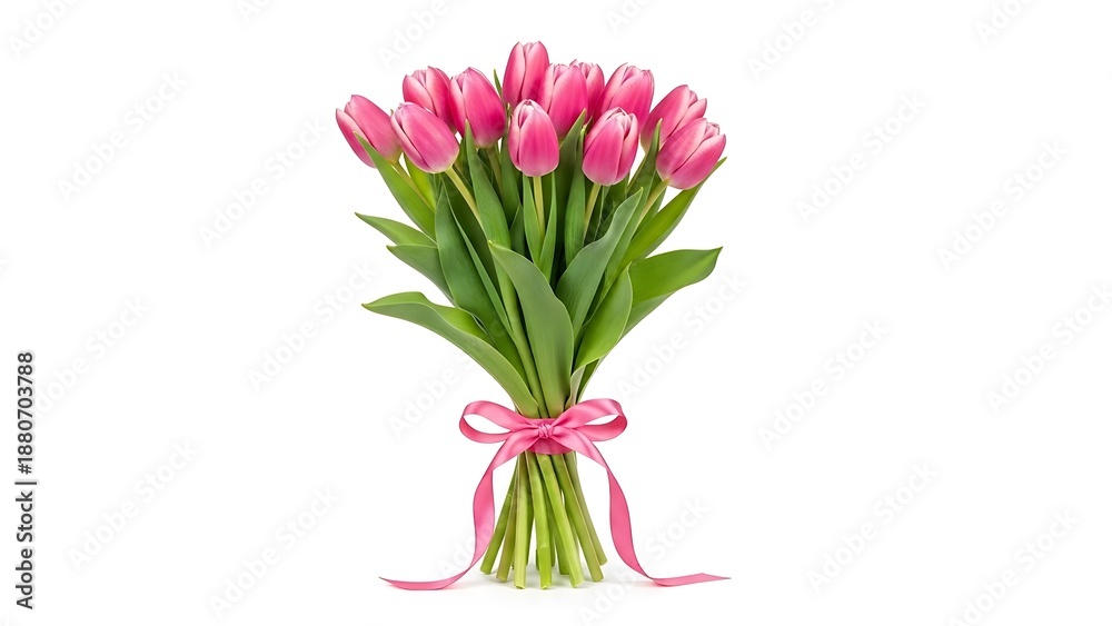 Fototapeta premium Elegant bouquet of pink tulips illustration