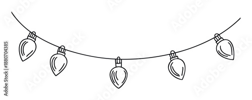 Curved strand of simple decorative outline holiday lights creating a festive atmosphere perfect for seasonal greeting artwork or winter celebration graphics.