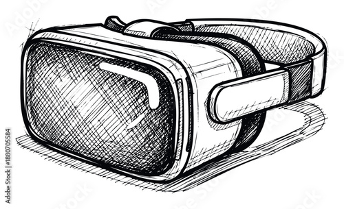 A futuristic virtual reality headset sketch provides an engaging visual for technology blogs, gaming promotions, and immersive experience advertisements.