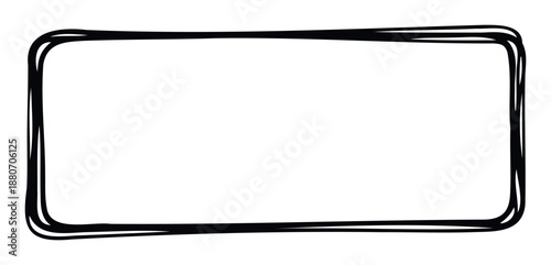 A bold black rectangular border with handdrawn rounded corners provides a versatile graphic element for framing text or images in various modern creative projects and digital presentations