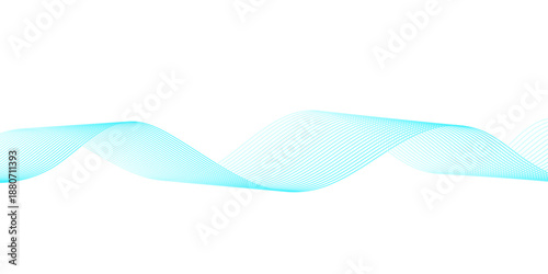 Abstract blue and cyan flowing wave line design with gradient texture, showcasing sinusoidal digital frequency meshes on white, black, or transparent backgrounds for modern technology concepts.