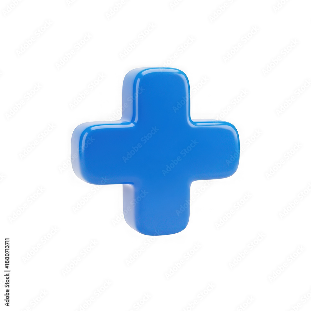 Fototapeta premium 3d blue plus sign isolated on transparent background