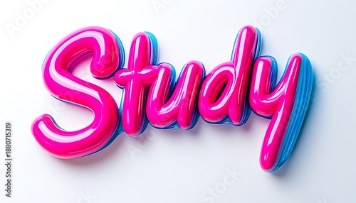 The word Study rendered in bold, vibrant colors, with a playful font that conveys enthusiasm, set against a crisp white background, symbolizing the excitement of learning.