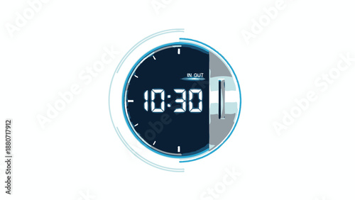 Digital clock display showing time 10:30 with modern circular interface design.