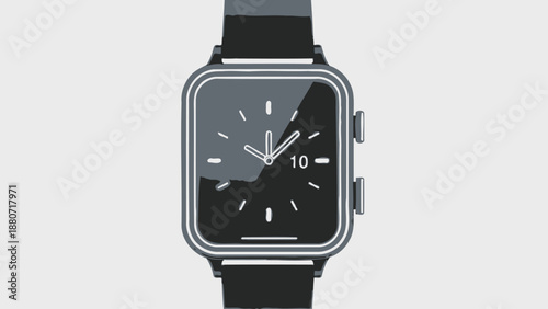 Modern digital smartwatch with black strap and rectangular face.