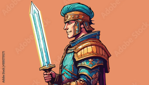 Warrior with Glowing Sword - A Heroic Fantasy Illustration.