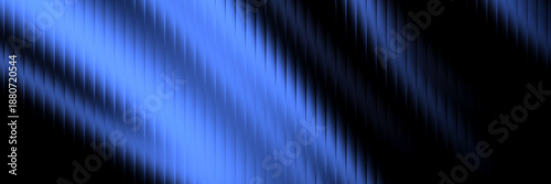 Fotografia Cool abstract flowing wave pattern of bright blue light on black ribbed textured