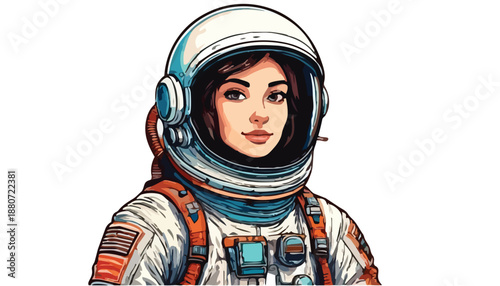 Female Astronaut in Space Suit Portrait.
