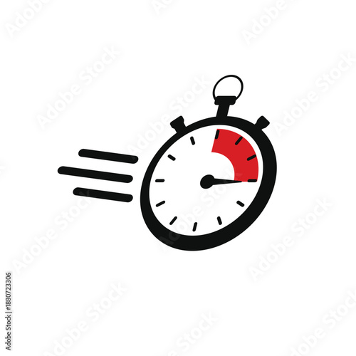 Fast time icon vector isolated on white background. Stopwatch in action with quick speed sign. Timer for rapid delivery. Instant service.