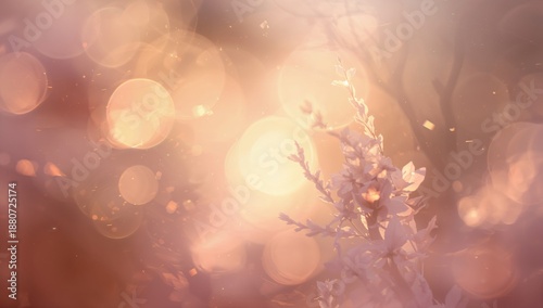 Light Shines Through Flowers in a Soft Glow During the Evening Hour in Nature