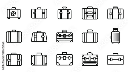 Collection of Various Suitcase Icons and Designs.