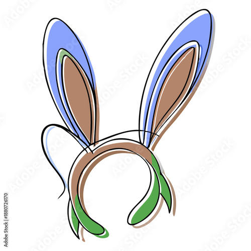 Colorful bunny ears headband illustration in playful design  