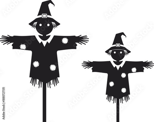 Scarecrow Halloween Farm Silhouette Vector