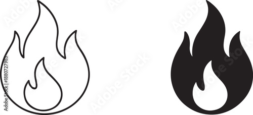 Silhouette flame heat spicy food symbol flat vector icon for apps websites line art glyph.
