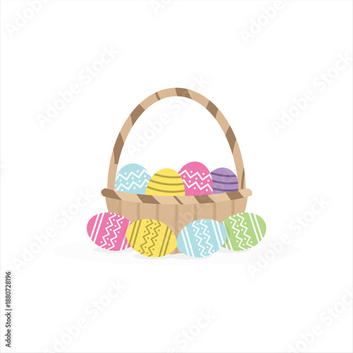 Colorful Easter egg in basket vector 