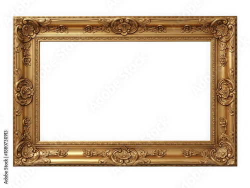 Intricate golden picture frame with ornate designs
