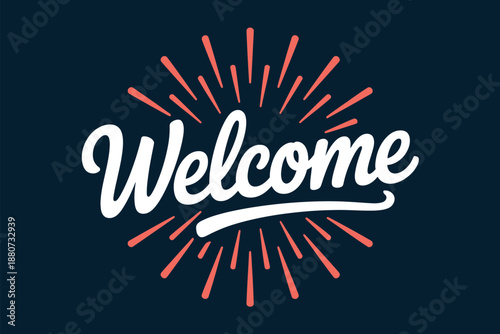 Colorful Welcome Message with Red Lines