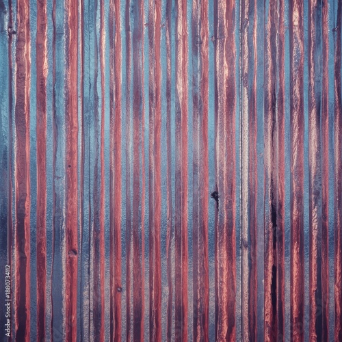 Horizontal Lines of Wood in Blue and Pink Colors Create a Unique Visual Effec...