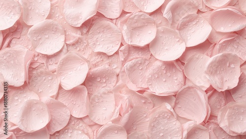 Pink Flower Petals Scattered on a Soft Background for Wedding Decor or Celebr...