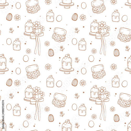 Wallpaper Mural Whimsical Easter cottagecore seamless pattern. Coquette hand drawn doodles. Vintage charming print for fabric, wallpaper and wrapping paper Torontodigital.ca