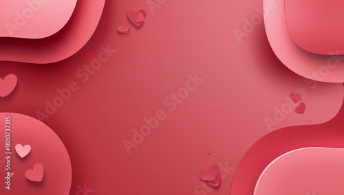 Background With Waves and Hearts in Shades of Pink for Creative Projects or C...
