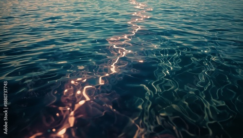 Light Reflects on Calm Ocean Water in the Early Morning Hours at the Shore