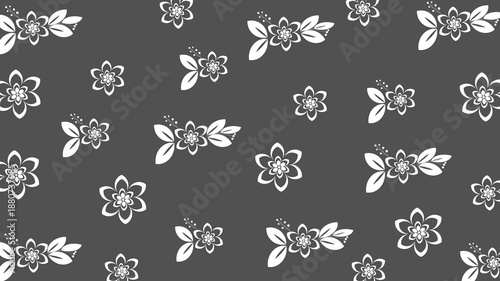 Own Created Bright White Flower Pattern on Something Black Background