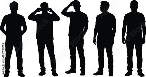 Vector illustration of police officer silhouettes—symbols for gesture, posture, authority, law enforcement, uniform, communication, discipline, identity, respect, and public service