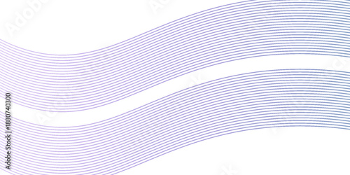 Abstract blue smooth waves on white background. Dynamic sound waves. Vector illustration.