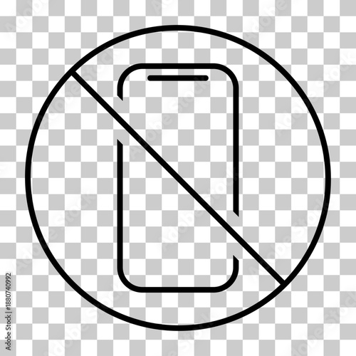 Mobile forbidden icon, no use phone sign, ban smartphone label vector illustration .