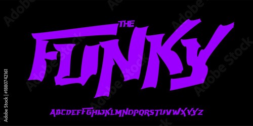 Crooked Funky Graffiti Font Logo Bold Alphabet Rough Rubber Letter Set Modern Typography, Creative Typographic Design for Punk Title Text, Typo Poster Headline, Cartoon Urban Fonts. Vector Typeface