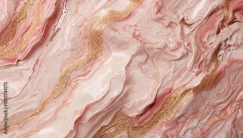 Colorful Abstract Design Featuring Pink Tones and Gold Accents With a Texture...