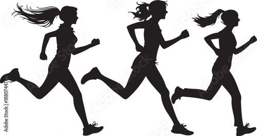 Girls jogging in silhouette illustration design vector