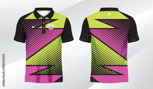 pink green polo sport shirt sublimation jersey template