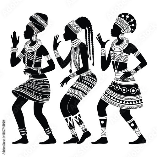 Elegant african women in traditional attire performing a cultural dance