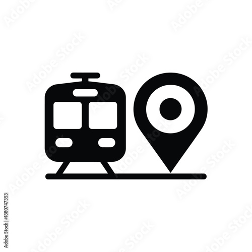 public transport icon with map pin location