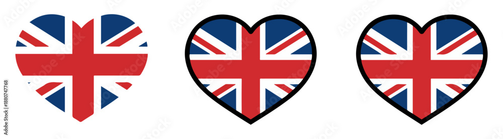 Obraz premium uk flag heart icon set