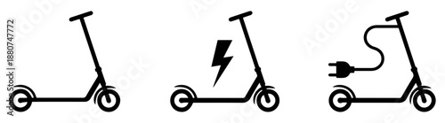 electric scooter eco icon set