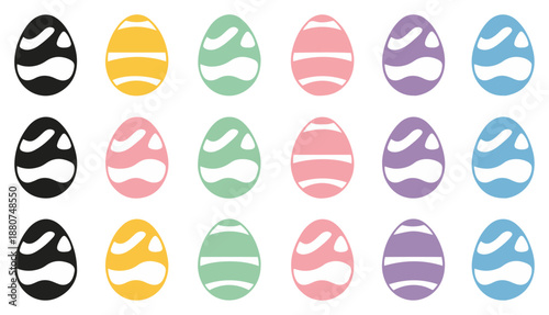 colorful easter egg icon set