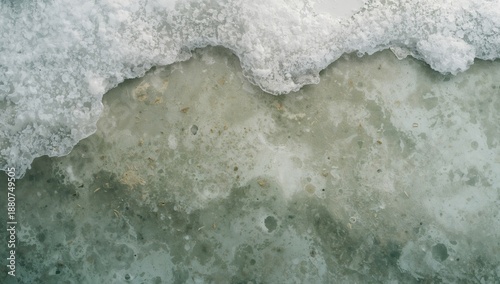 Ice and Water Blend at the Edge of the Shore During Winter Season in a Coasta...
