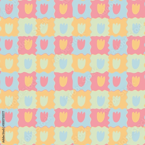 Seamless abstract floral pattern in pastel colors