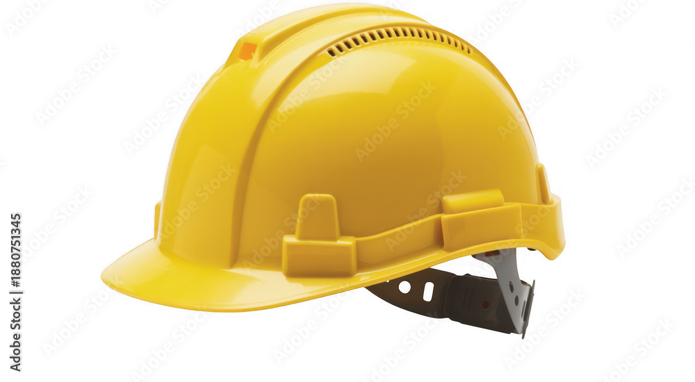 Fototapeta premium Yellow construction hard hat safety helmet isolated on a transparent background