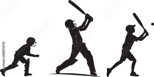 Boy cricket player illustration in action sports design with cricket gear and equipment