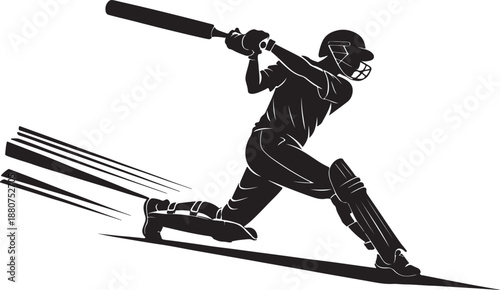 Male cricket player illustration in action sports design