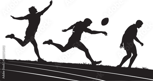 Male football players illustration in action vector design for sports themes