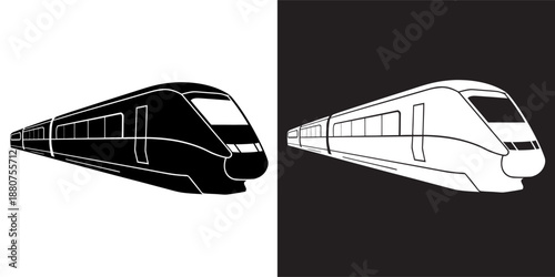 High-speed train silhouette icon, High-speed train flat vector illustration 